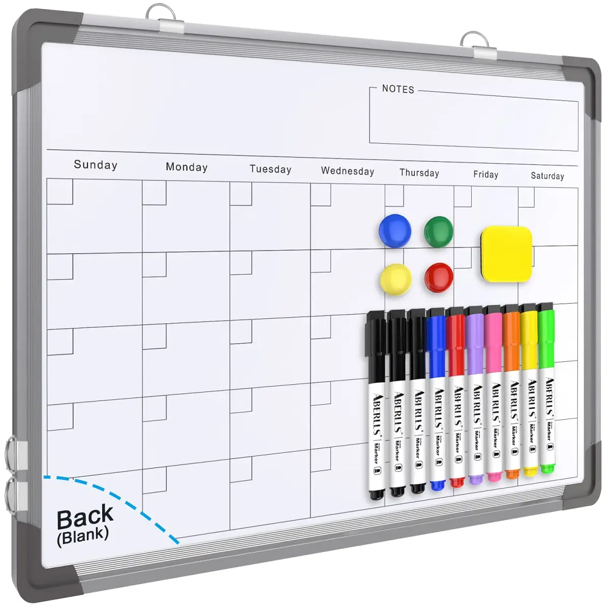 ABERLLS Monthly Calendar Whiteboard 16 x 12 Inches | Magnetic Dry Erase Board for Wall - main product image