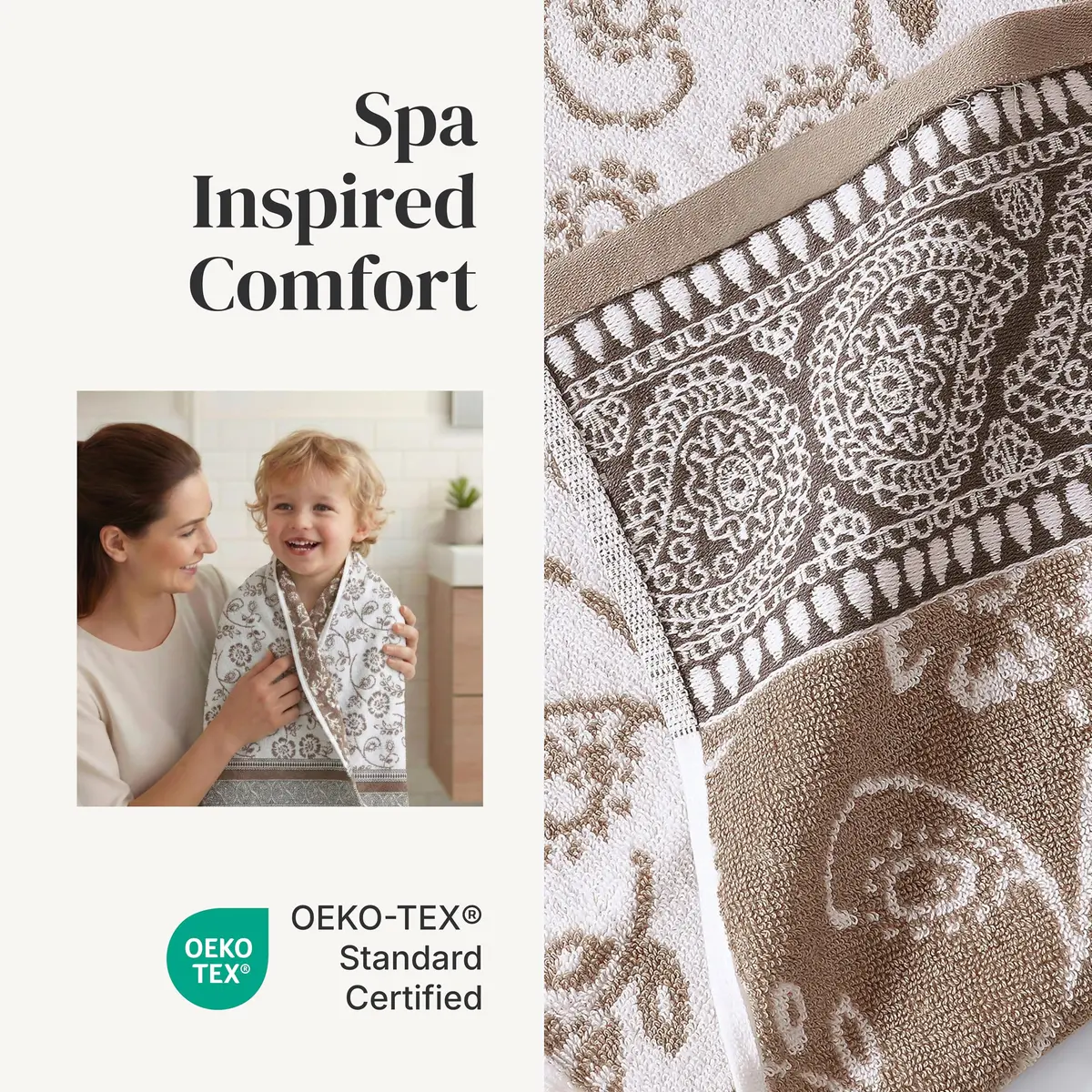 Modern Threads 6 Piece Cotton Bath Towel Set – Reversible Floral Trail, 27x54 & 16x28 Inches, Extra Soft & Absorbent - view 4