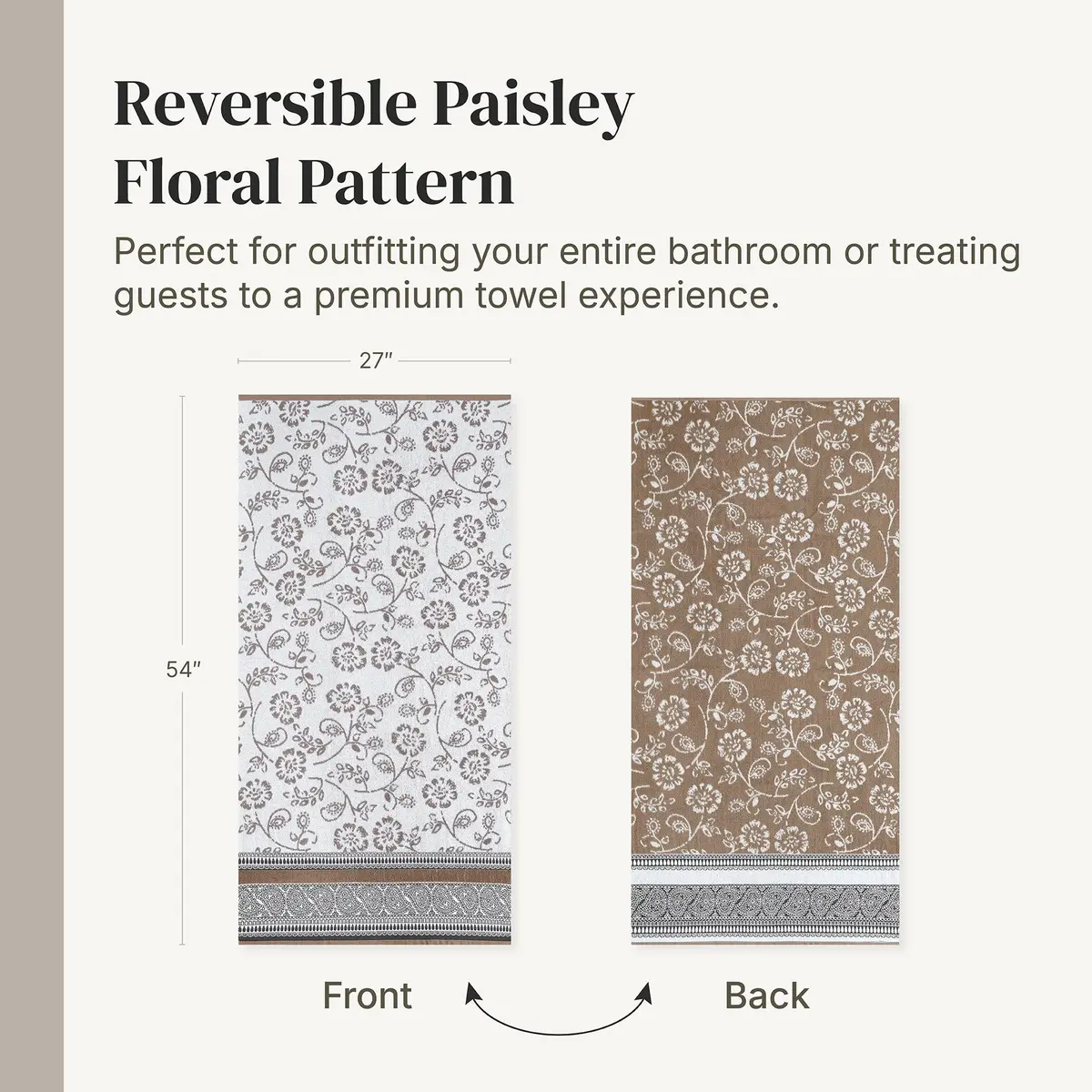 Modern Threads 6 Piece Cotton Bath Towel Set – Reversible Floral Trail, 27x54 & 16x28 Inches, Extra Soft & Absorbent - view 6