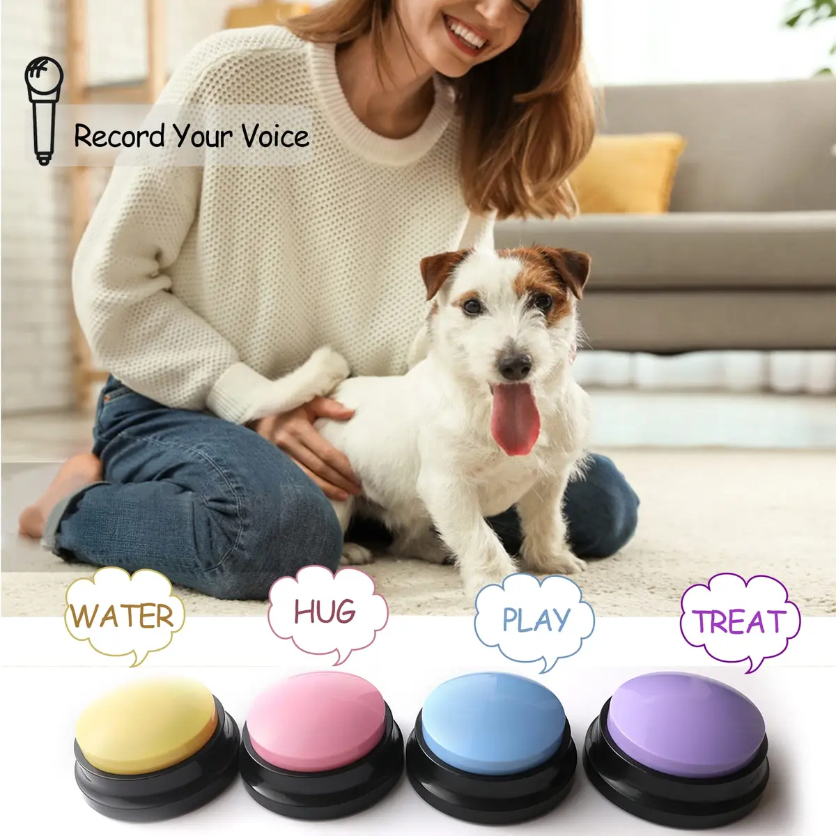 OFVENS Voice Recording Button 4 Packs | Record & Playback for Pet Training & Fun Gifts - view 2