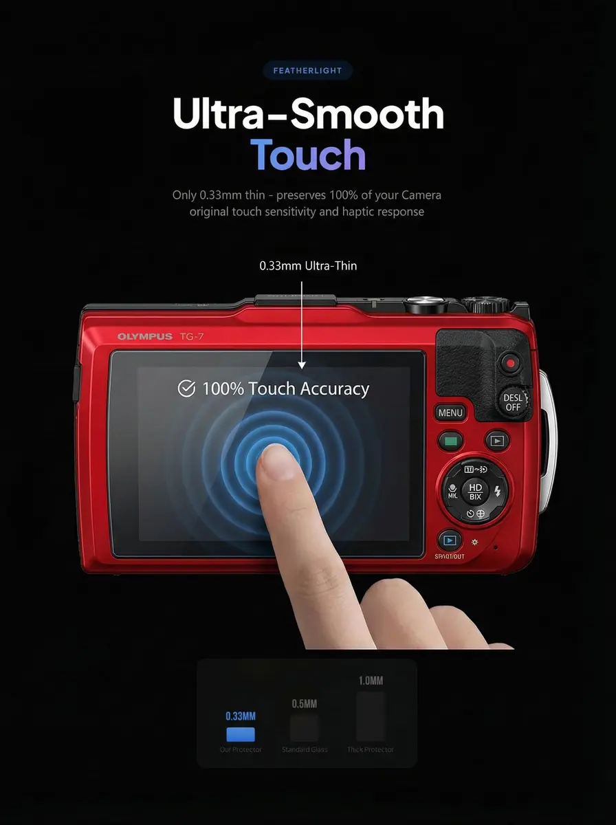 iDaPro Screen Protector for Olympus TG-7/TG-6/TG-5/TG-4 | 9H Tempered Glass, Waterproof, 3 Pack - view 7