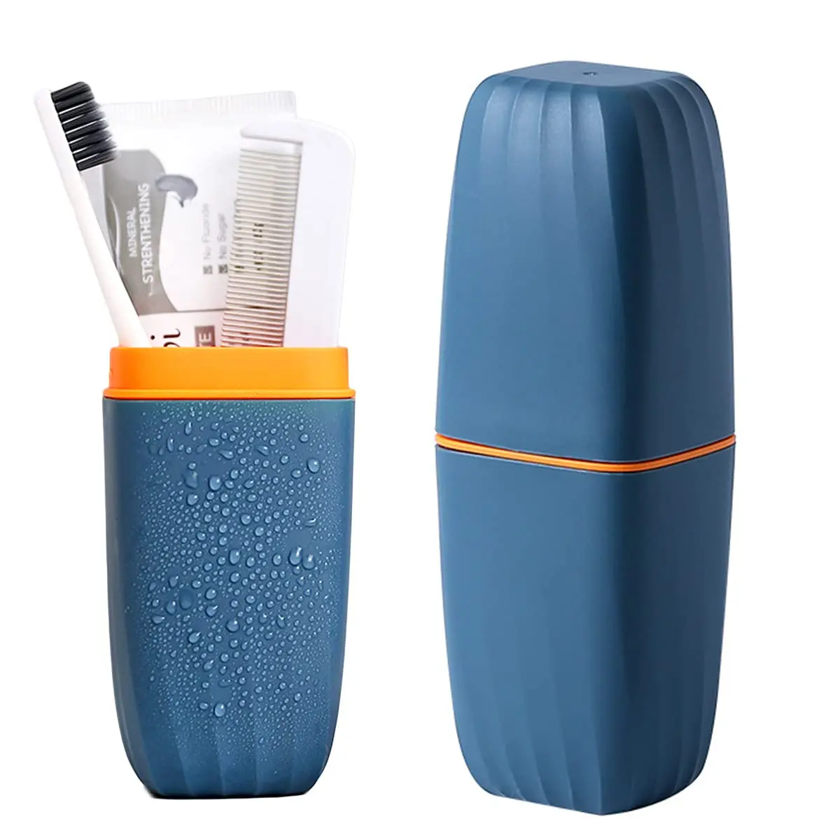 CMREAEC Travel Toothbrush Cup Case | Portable, BPA-Free, Recyclable, Dark Blue - main product image