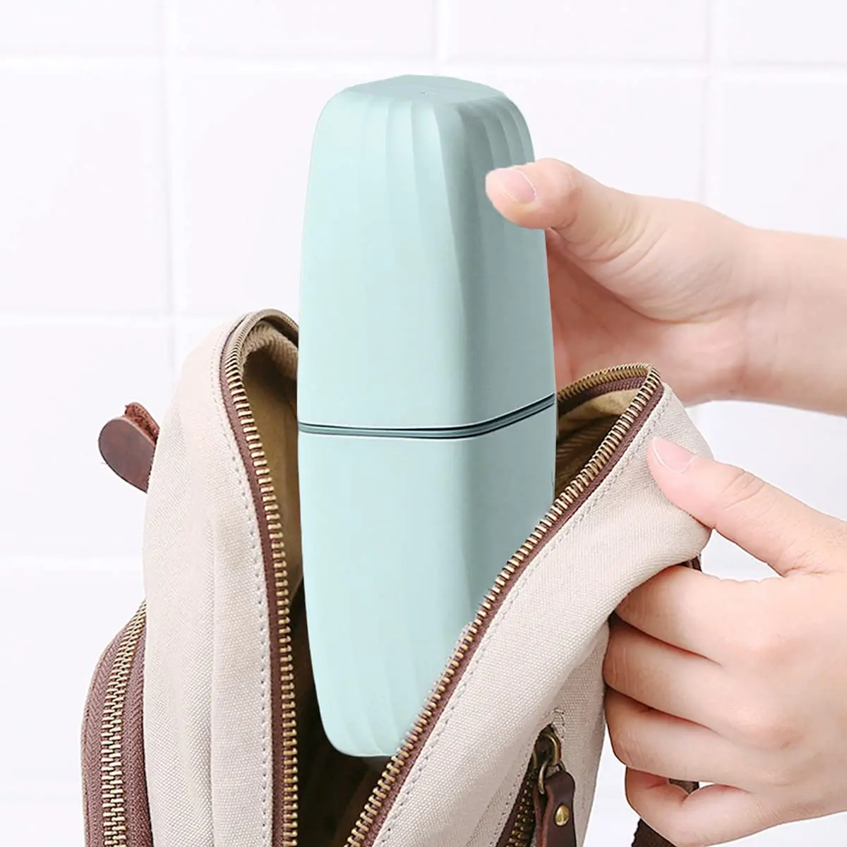 CMREAEC Travel Toothbrush Cup Case | Portable, BPA-Free, Recyclable, Dark Blue - view 5