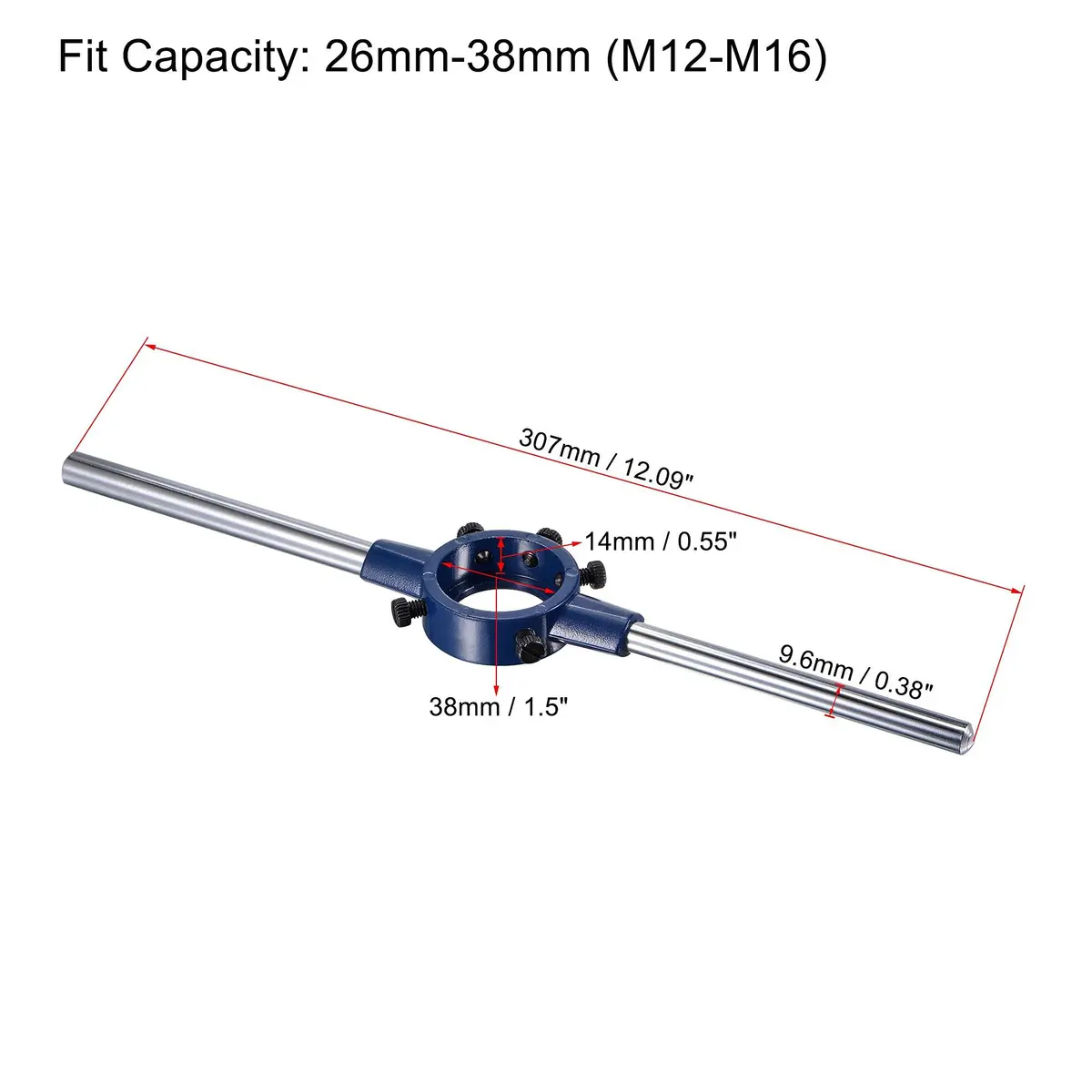uxcell 5/8-11 UNC Threading Die & Wrench Set, 38mm Die Holder, Adjustable Bolt Thread Repair | General Purpose Metal & Plastic Threading Tool - view 2