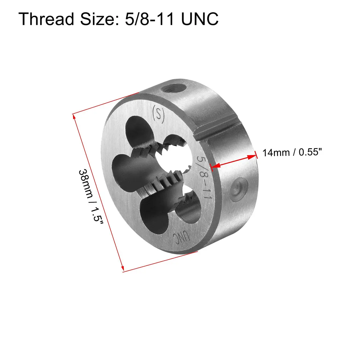 uxcell 5/8-11 UNC Threading Die & Wrench Set, 38mm Die Holder, Adjustable Bolt Thread Repair | General Purpose Metal & Plastic Threading Tool - view 3