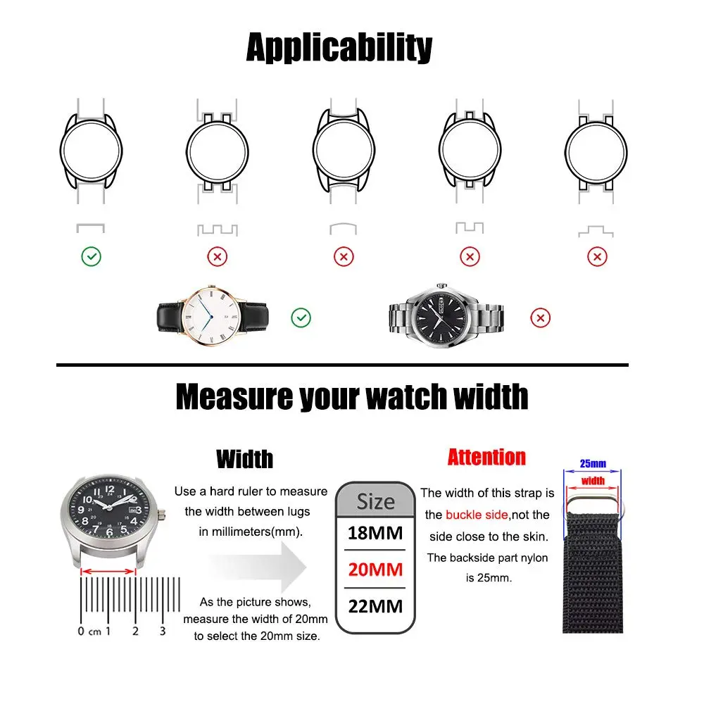 AMHUGE Sport Watch Band Waterproof Nylon 18mm-Long | Breathable, Quick-Drying & Anti-Sweat (enables outdoor activity fit) - view 5