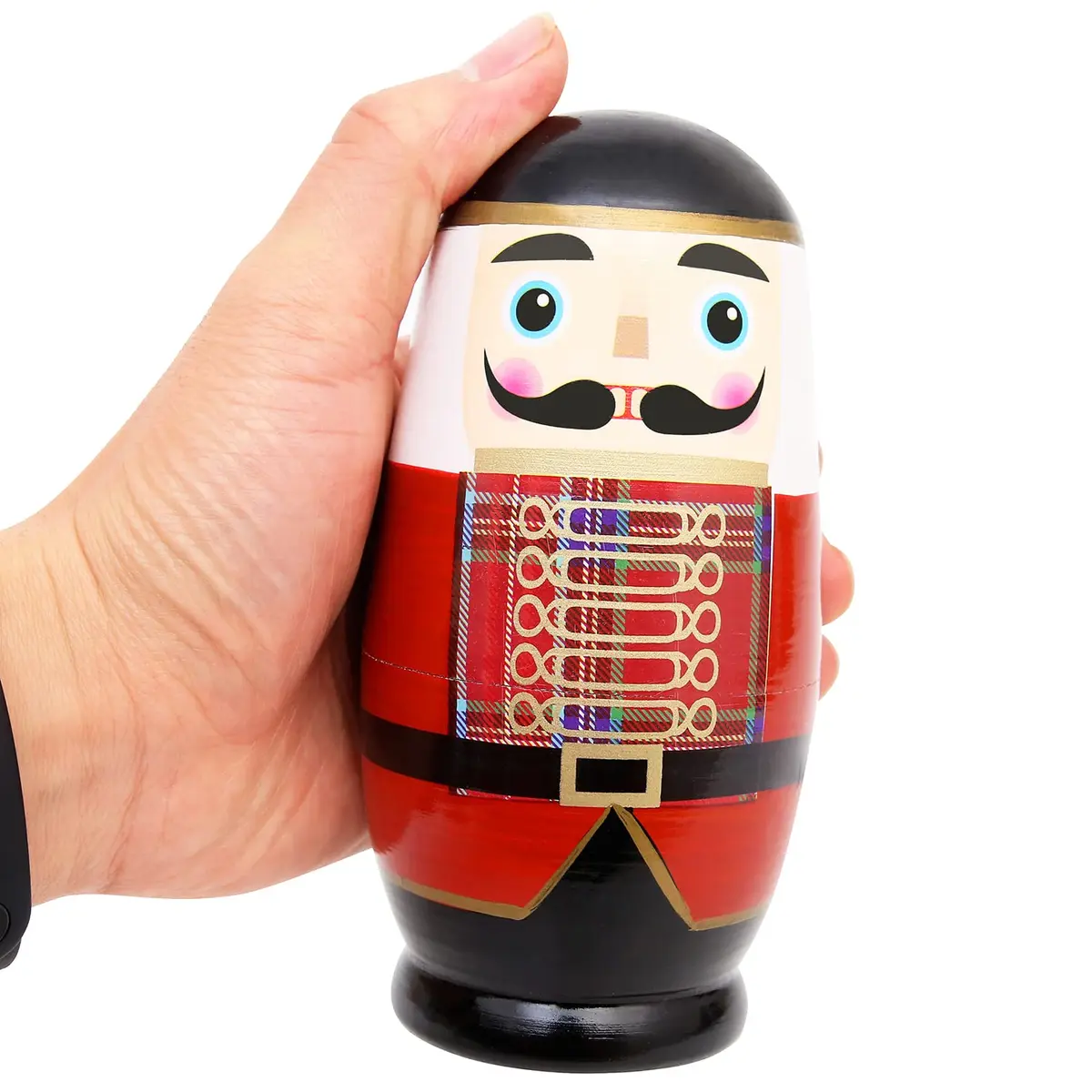 Moonmo 5pcs Nutcracker Wooden Nesting Dolls | Handmade Traditional Matryoshka Set - view 6