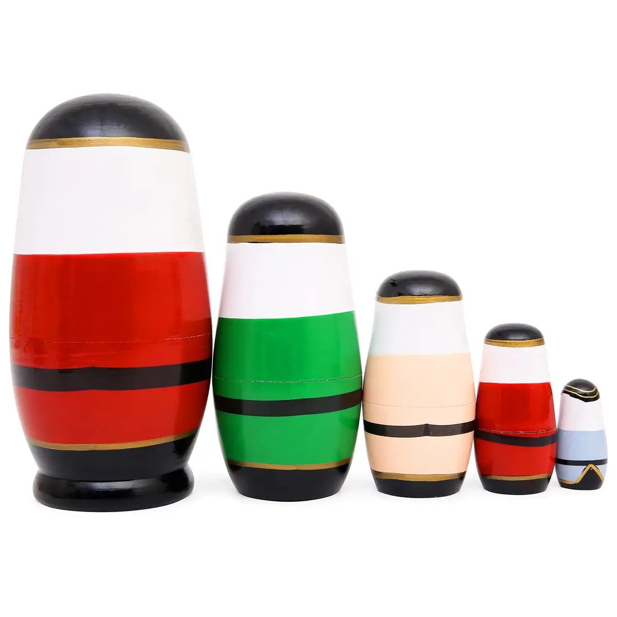 Moonmo 5pcs Nutcracker Wooden Nesting Dolls | Handmade Traditional Matryoshka Set - view 4