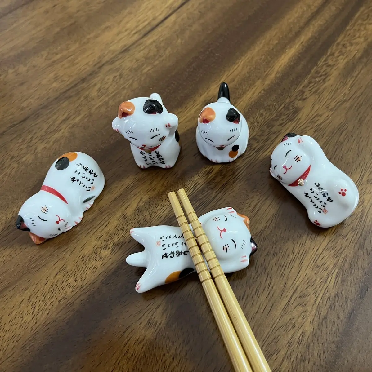 MIUFA Ceramic Cute Lucky Cat Chopstick Rests, Set of 5 | 5.1 cm (2 inch) Hand-Painted Holders - view 5
