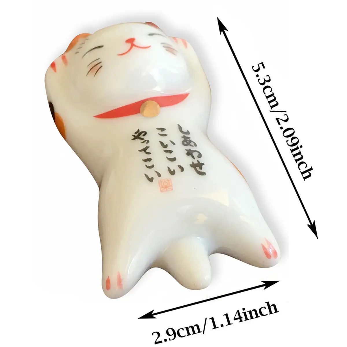 MIUFA Ceramic Cute Lucky Cat Chopstick Rests, Set of 5 | 5.1 cm (2 inch) Hand-Painted Holders - view 7