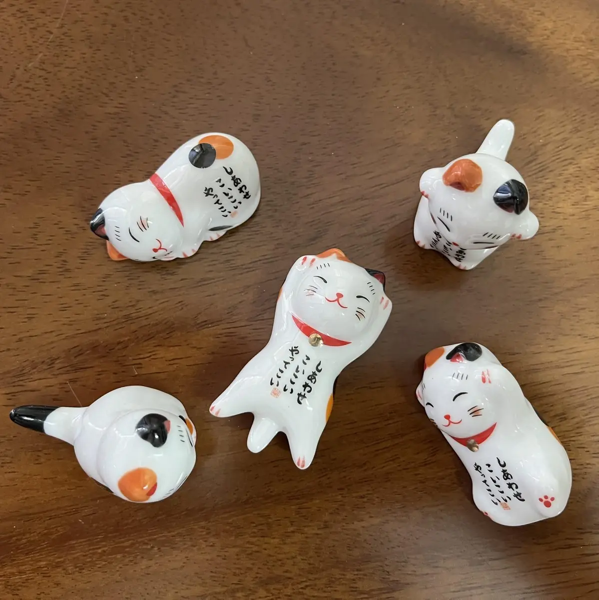 MIUFA Ceramic Cute Lucky Cat Chopstick Rests, Set of 5 | 5.1 cm (2 inch) Hand-Painted Holders - view 2