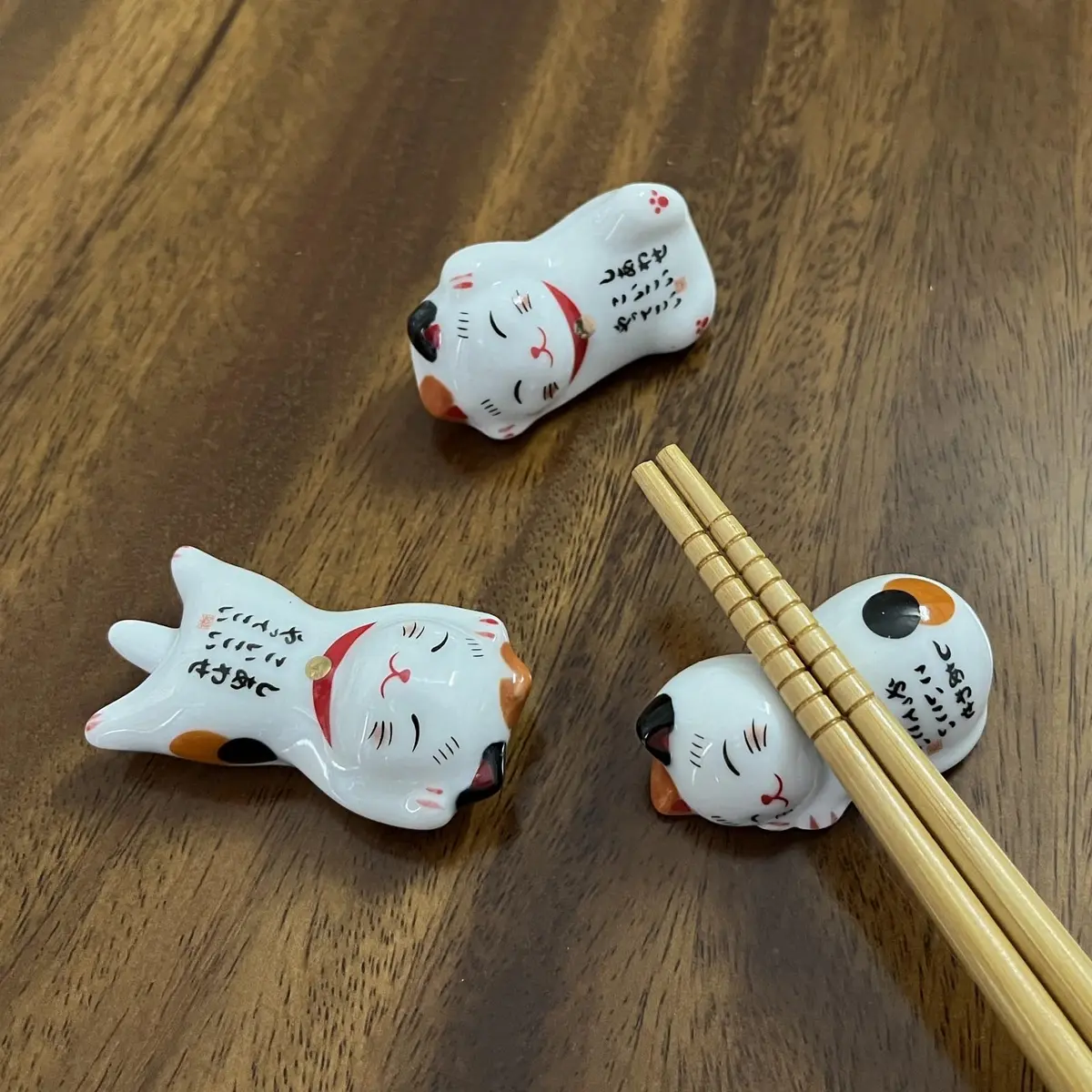 MIUFA Ceramic Cute Lucky Cat Chopstick Rests, Set of 5 | 5.1 cm (2 inch) Hand-Painted Holders - view 3