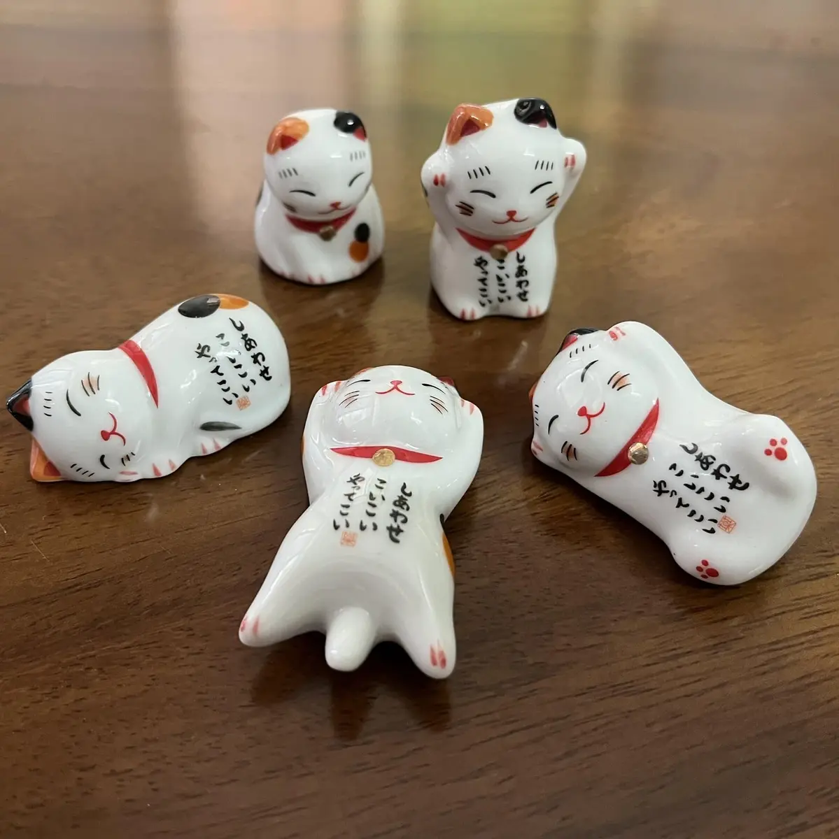 MIUFA Ceramic Cute Lucky Cat Chopstick Rests, Set of 5 | 5.1 cm (2 inch) Hand-Painted Holders - view 4