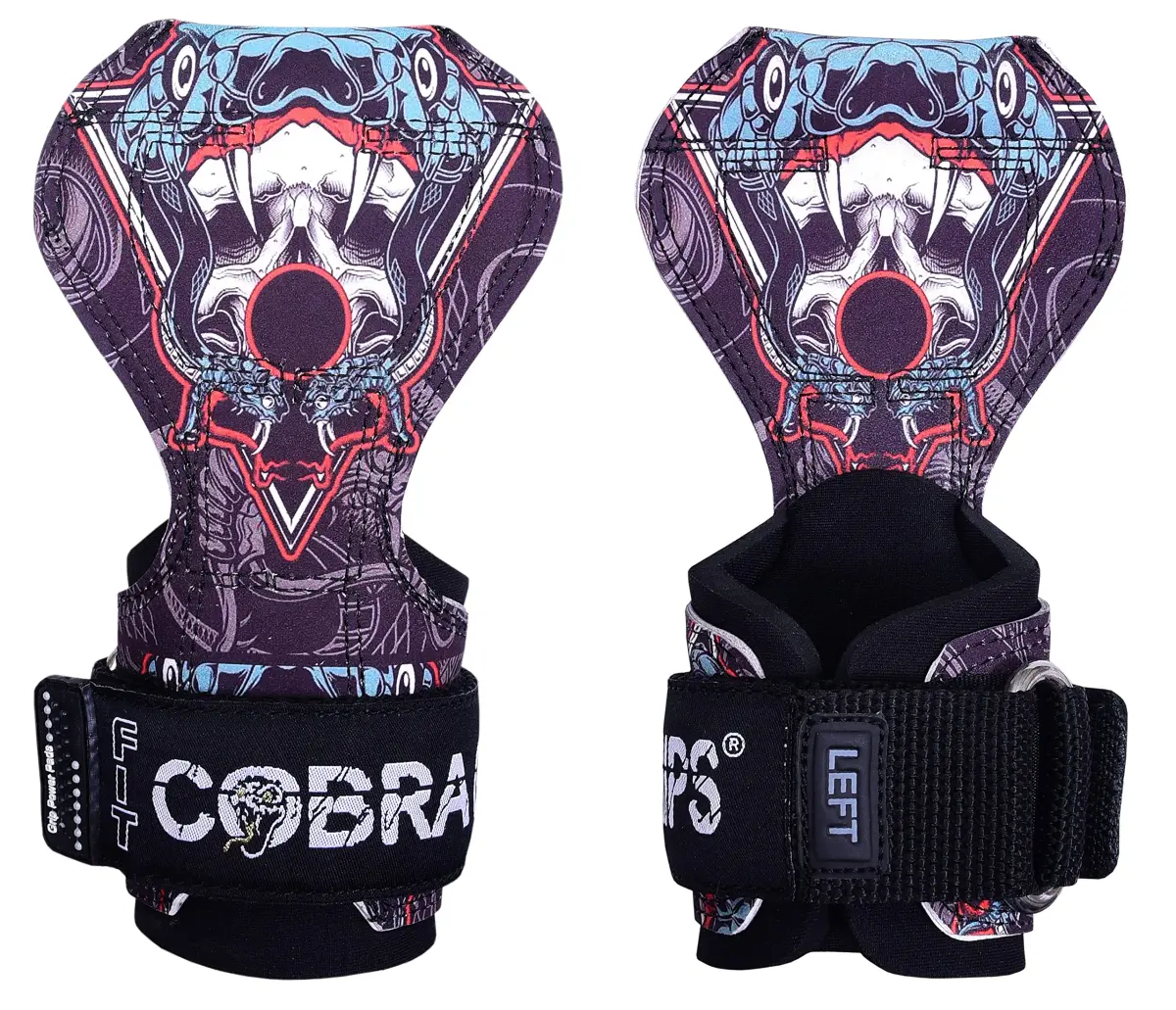 Cobra Grips Weight Lifting Gloves with Adjustable Neoprene Padded Wrist Wraps - Heavy Duty Alternative to Power Lifting Hooks for Deadlifts (FIT Fang-Sub-LA) 6mm - view 2