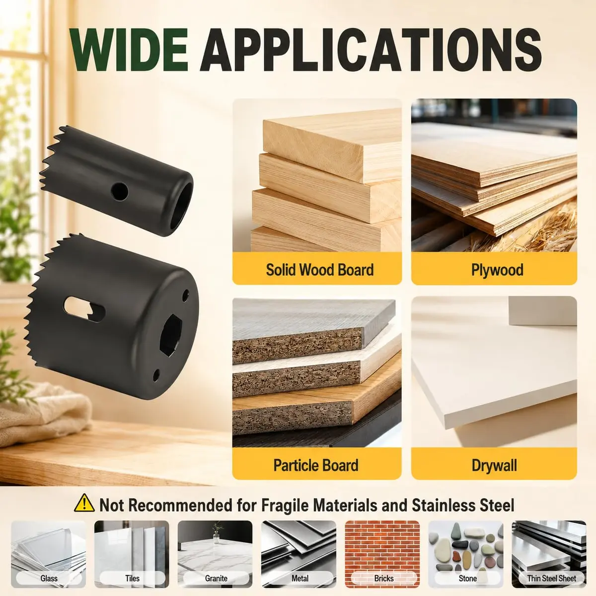 KATA Door Lock Installation Kit for Wood Doors 1.38-1.75 inch Thick | Includes Guide Template, Hole Saws, and Arbor - view 7