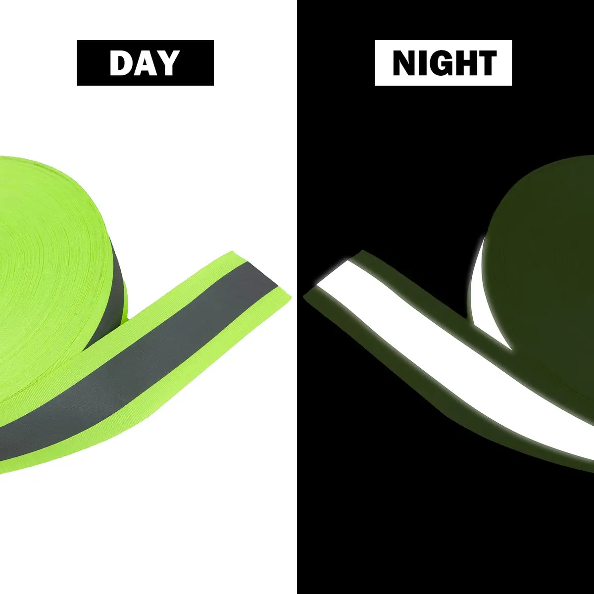 TCCFCCT High Visibility Reflective Tape Strip, Fabric Fluorescent Safety Tape, 2'' x 66ft Sew-on Warning Safety Trim for Clothing, School Bags, Raincoats, Green - view 3