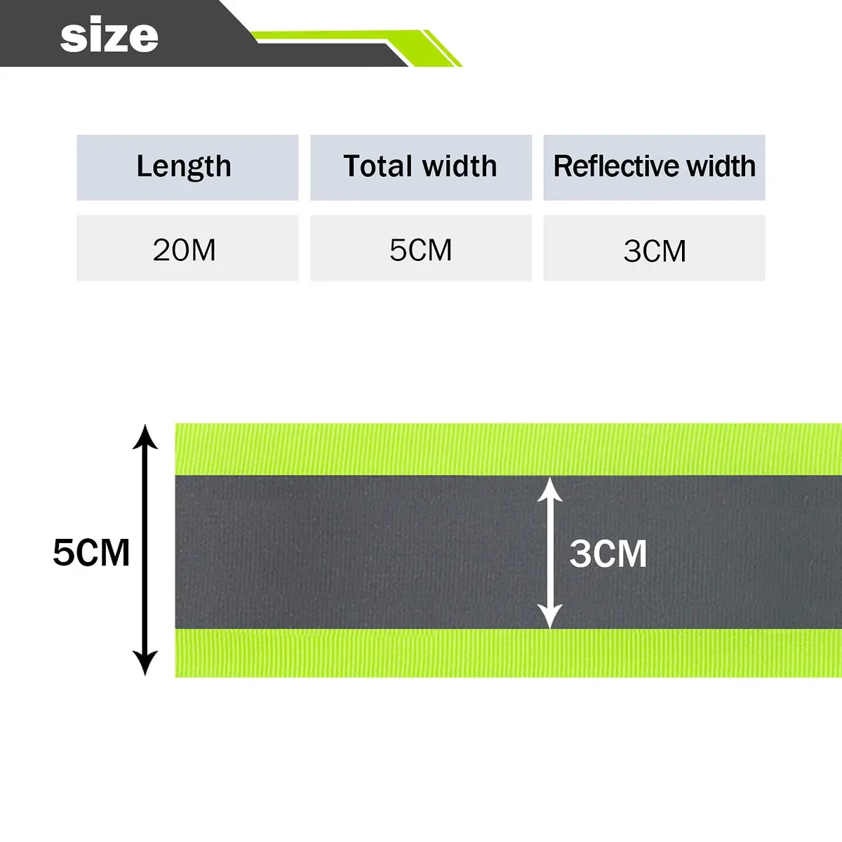 TCCFCCT High Visibility Reflective Tape Strip, Fabric Fluorescent Safety Tape, 2'' x 66ft Sew-on Warning Safety Trim for Clothing, School Bags, Raincoats, Green - view 4