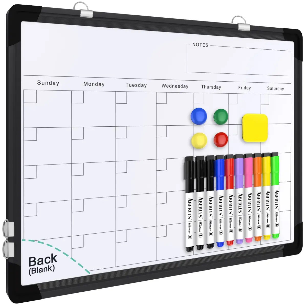 ABERLLS Monthly Calendar Whiteboard 40.64cm x 30.48cm (16in x 12in) | Double-Sided Magnetic Easel for Office, Home, and School - main product image