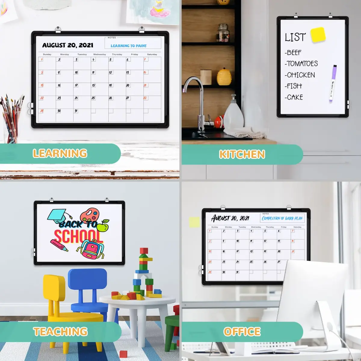 ABERLLS Monthly Calendar Whiteboard 40.64cm x 30.48cm (16in x 12in) | Double-Sided Magnetic Easel for Office, Home, and School - view 6