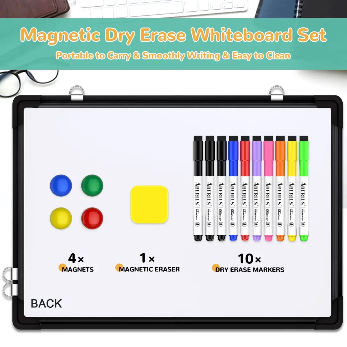 ABERLLS Monthly Calendar Whiteboard 40.64cm x 30.48cm (16in x 12in) | Double-Sided Magnetic Easel for Office, Home, and School - view 2