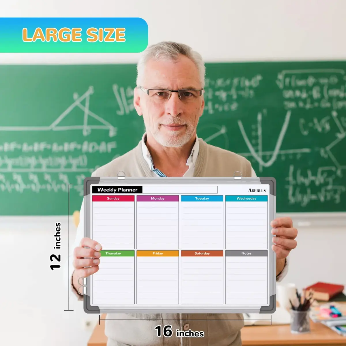 ABERLLS Weekly Calendar Whiteboard 16x12 Inch (40.6cm x 30.5cm) | Magnetic Double-Sided Board for Planning - view 6