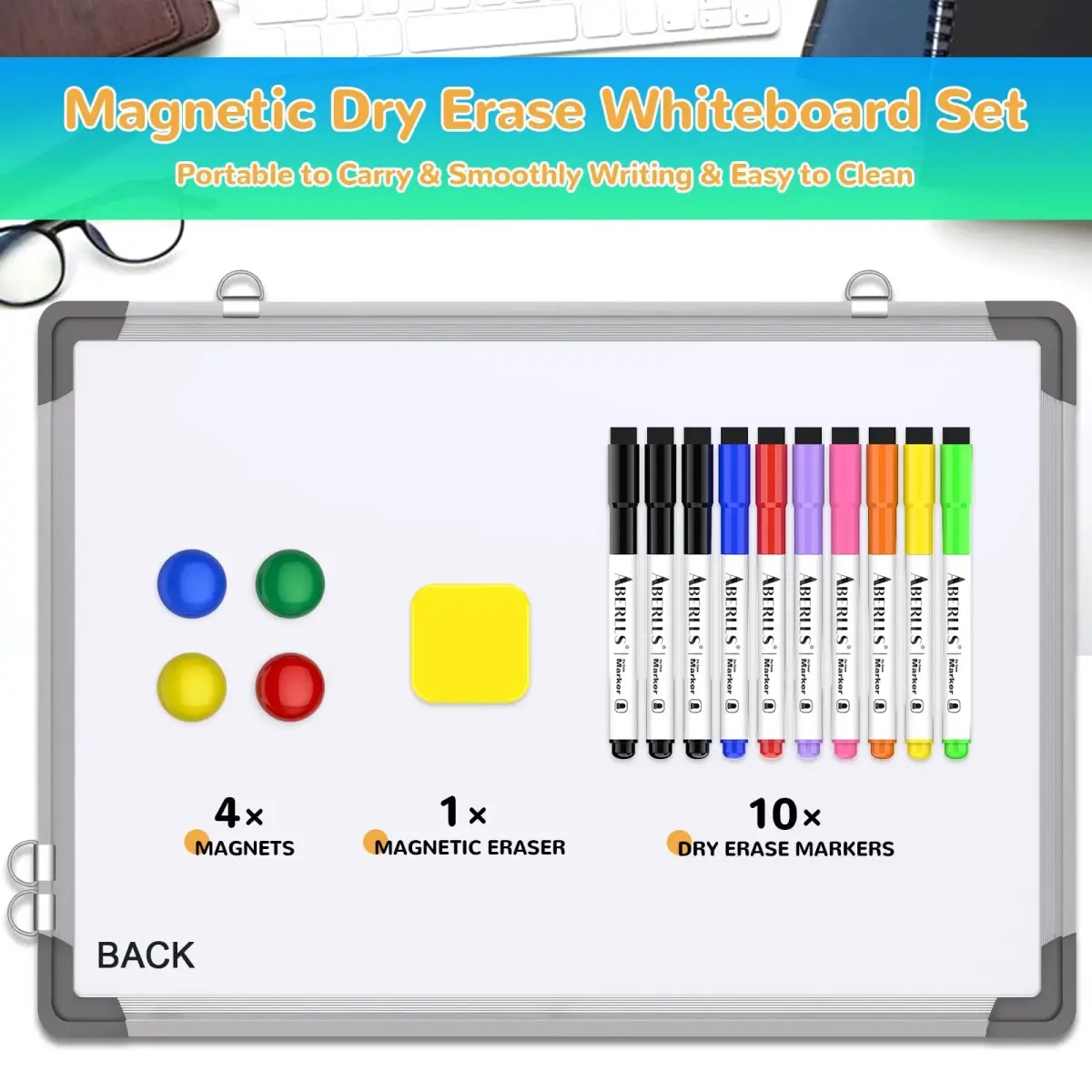 ABERLLS Weekly Calendar Whiteboard 16x12 Inch (40.6cm x 30.5cm) | Magnetic Double-Sided Board for Planning - view 2