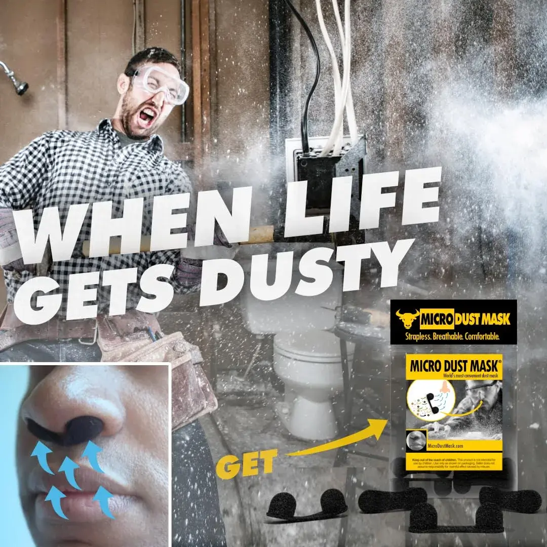 MICRO DUST MASK Nose Filter - Black - 30 Pack | Breathable for Woodworking, Lawn Mowing, Minor Construction - view 4
