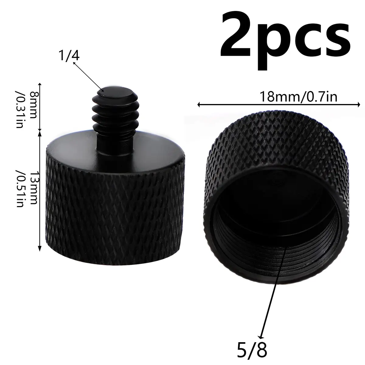 SAVITA 2pcs Mic Foot Adapter Screw Thread Adapter 5/8 to 1/4 | Solid Aluminum, Universal Fit (105c) - view 2
