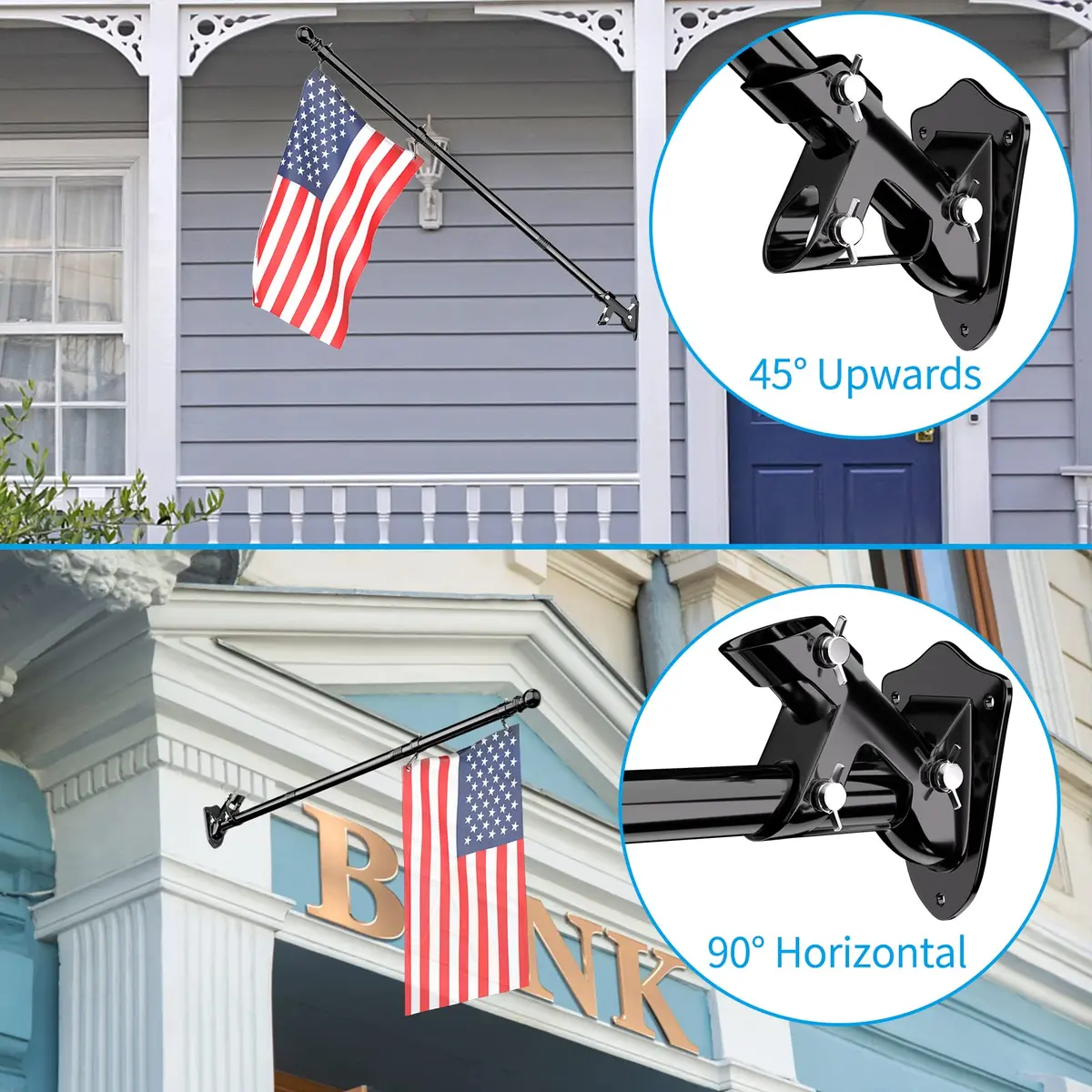 ZMTECH Black Stainless Steel Flag Pole 1.8 m (6 FT) | Tangle-Free Outdoor House Flagpole Kit - view 2