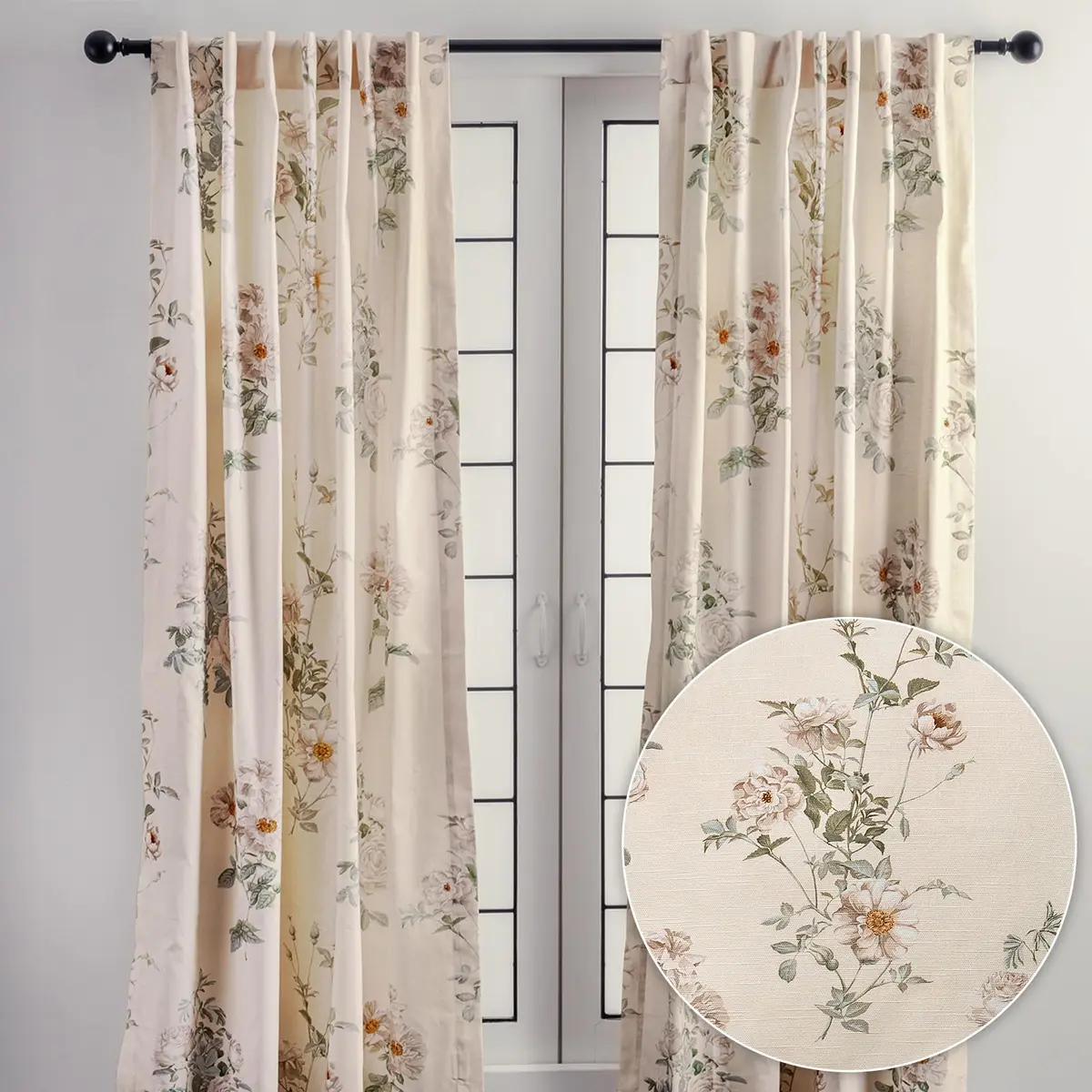 Maison d' Hermine Curtains for Living Room 50"x84" | Elegant 100% Cotton Panel (Pack of 1) - main product image