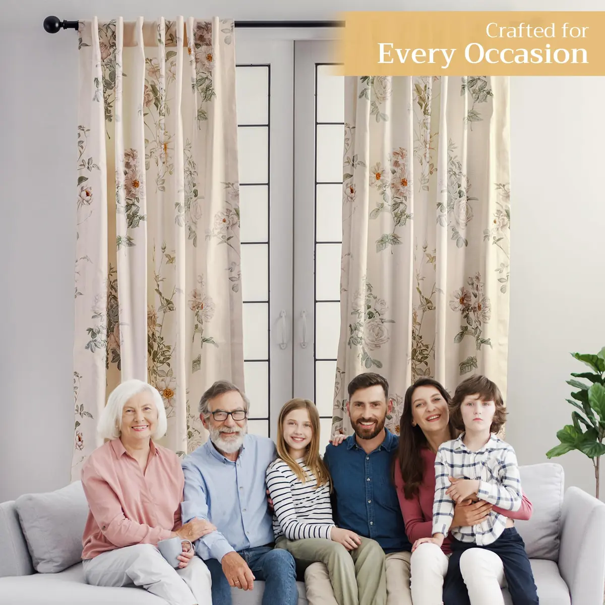Maison d' Hermine Curtains for Living Room 50"x84" | Elegant 100% Cotton Panel (Pack of 1) - view 5