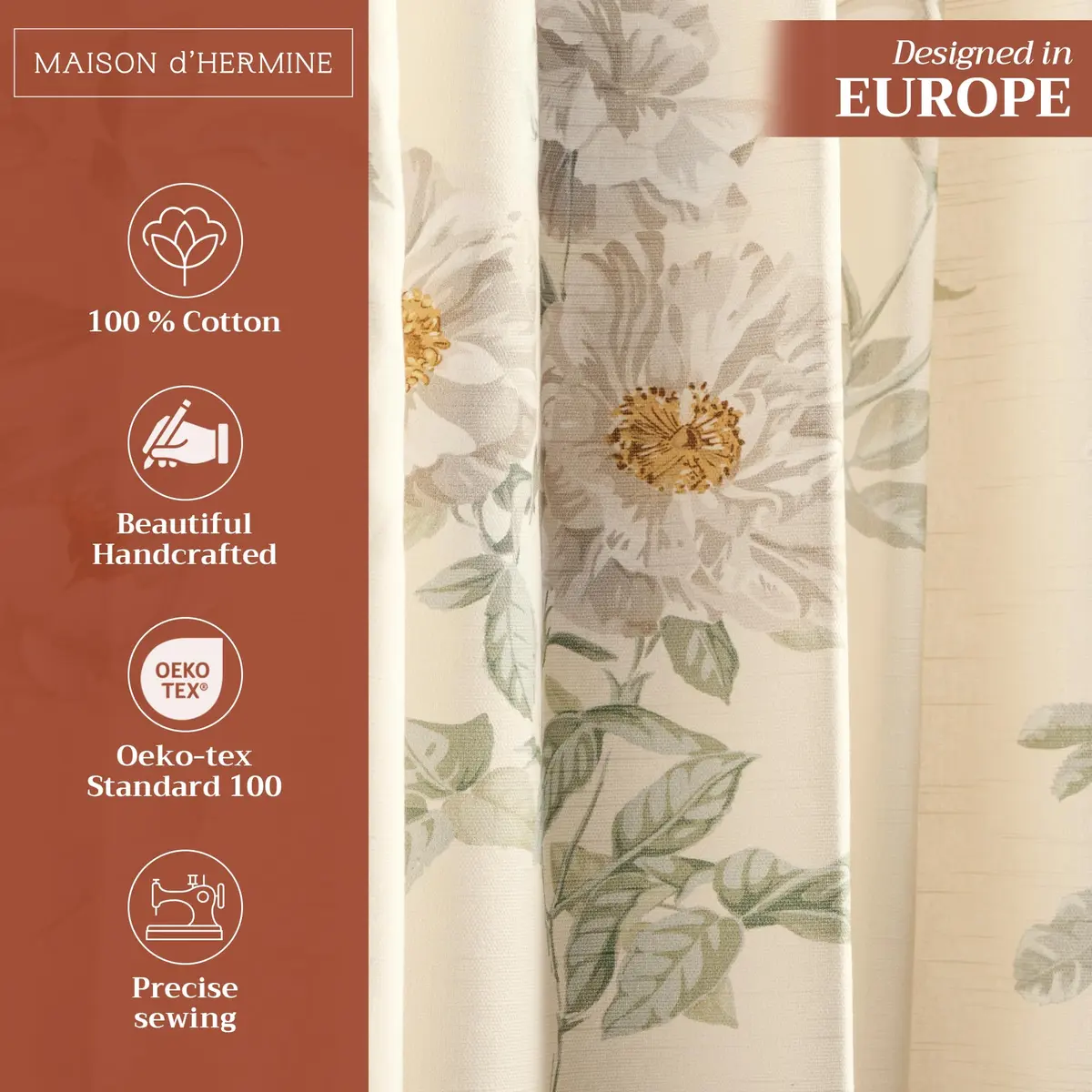 Maison d' Hermine Curtains for Living Room 50"x84" | Elegant 100% Cotton Panel (Pack of 1) - view 2
