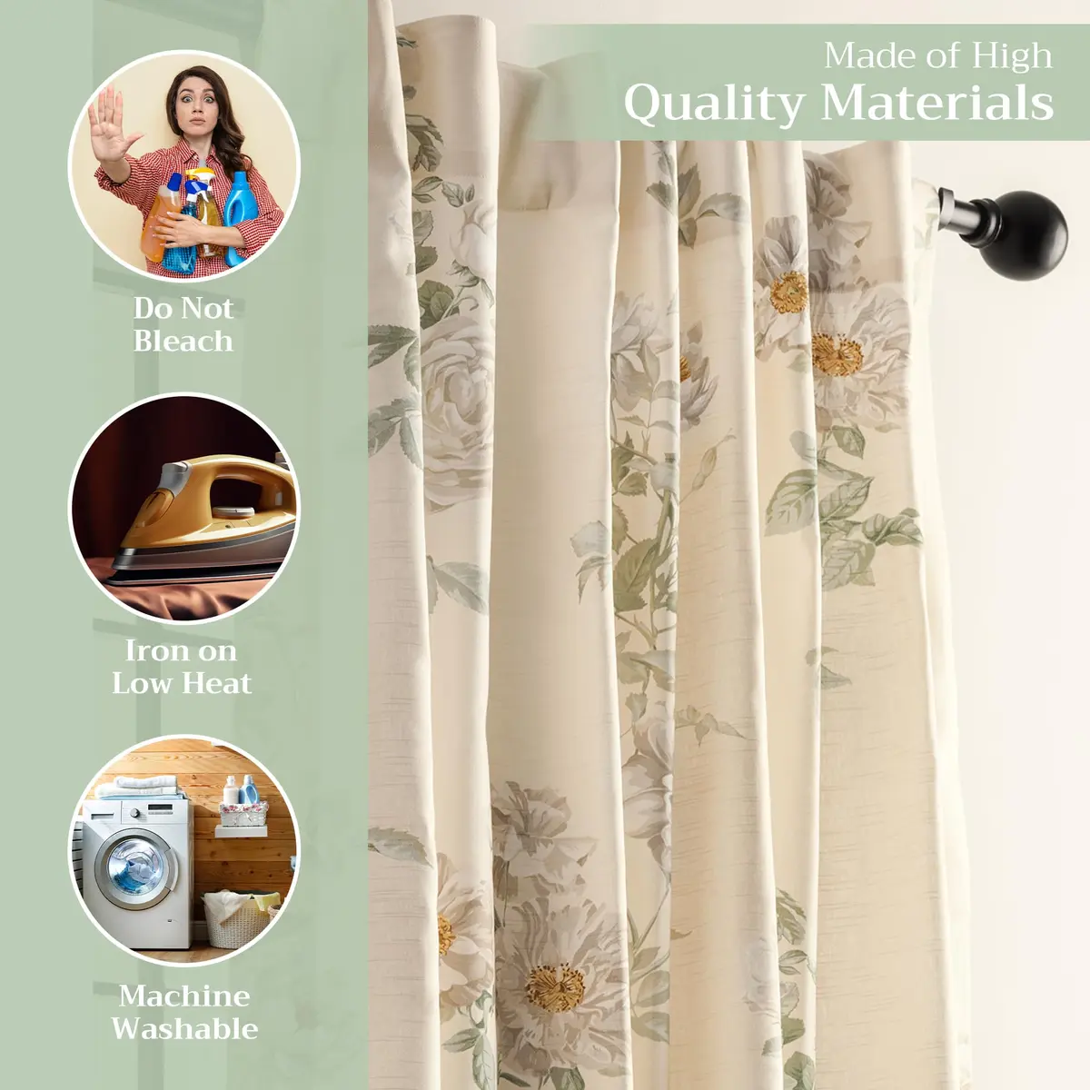 Maison d' Hermine Curtains for Living Room 50"x84" | Elegant 100% Cotton Panel (Pack of 1) - view 3