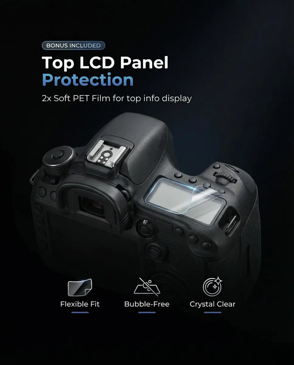 iDaPro Tempered Glass Screen Protector for Nikon D7500 LCD & Top Screen | 9H Hardness, Anti-Glare, Bubble-Free - view 2