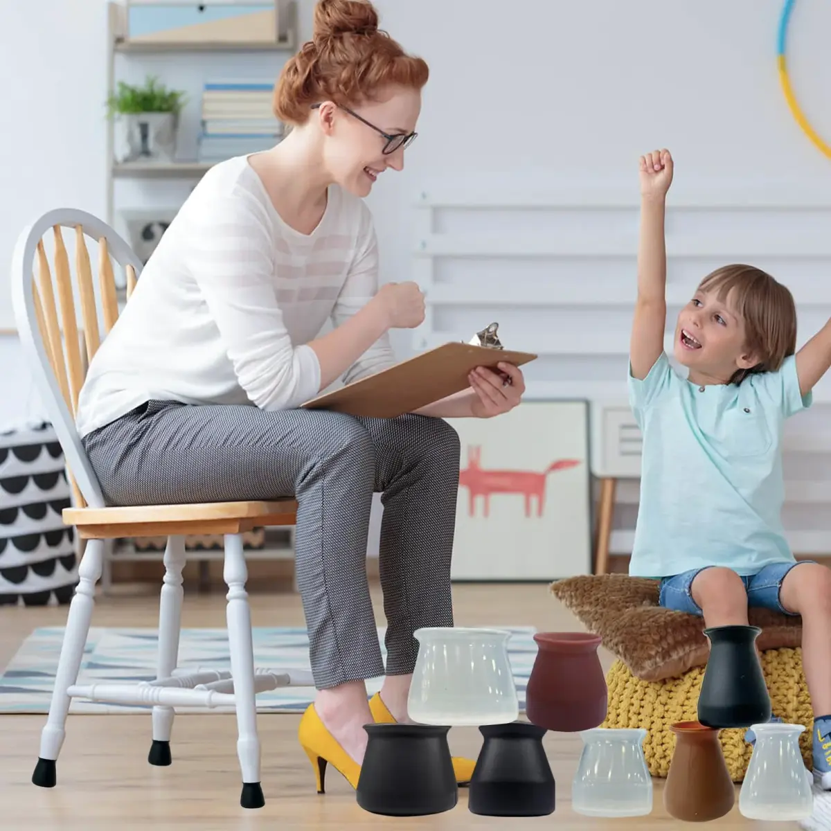 Conprasim Extra Small Silicone Chair Leg Floor Protectors 24 Pack | Prevents Scratches & Noise on Hardwood Floors - view 3