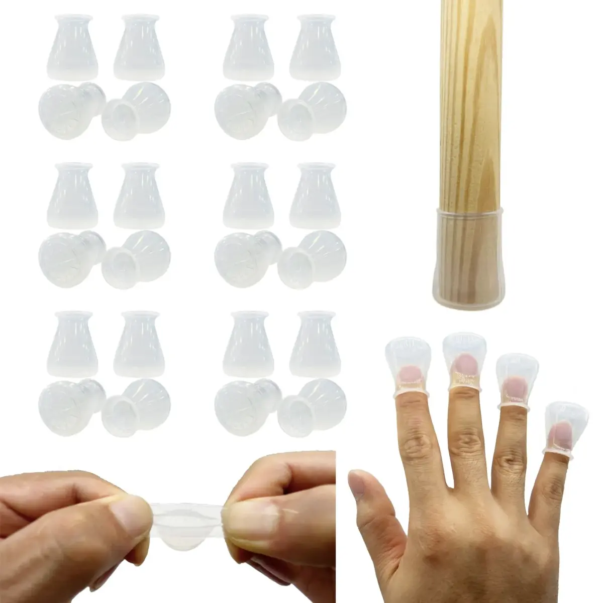 Conprasim Extra Small Silicone Chair Leg Floor Protectors 15mm (19/32"-15/16") | 24 Pack for Hardwood Floors - main product image