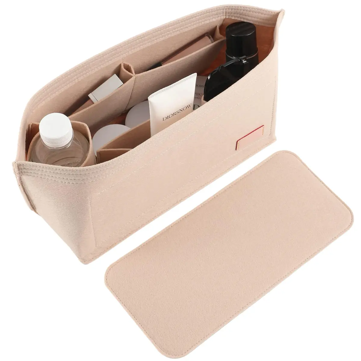 Doxo Purse Organizer Insert & Base Shaper 2pc Set, Felt Tote Bag Organizer with Zipper Pocket & Bottle Holder, 27cm (10.6") | Fits Neverfull PM & Speedy 30 - main product image
