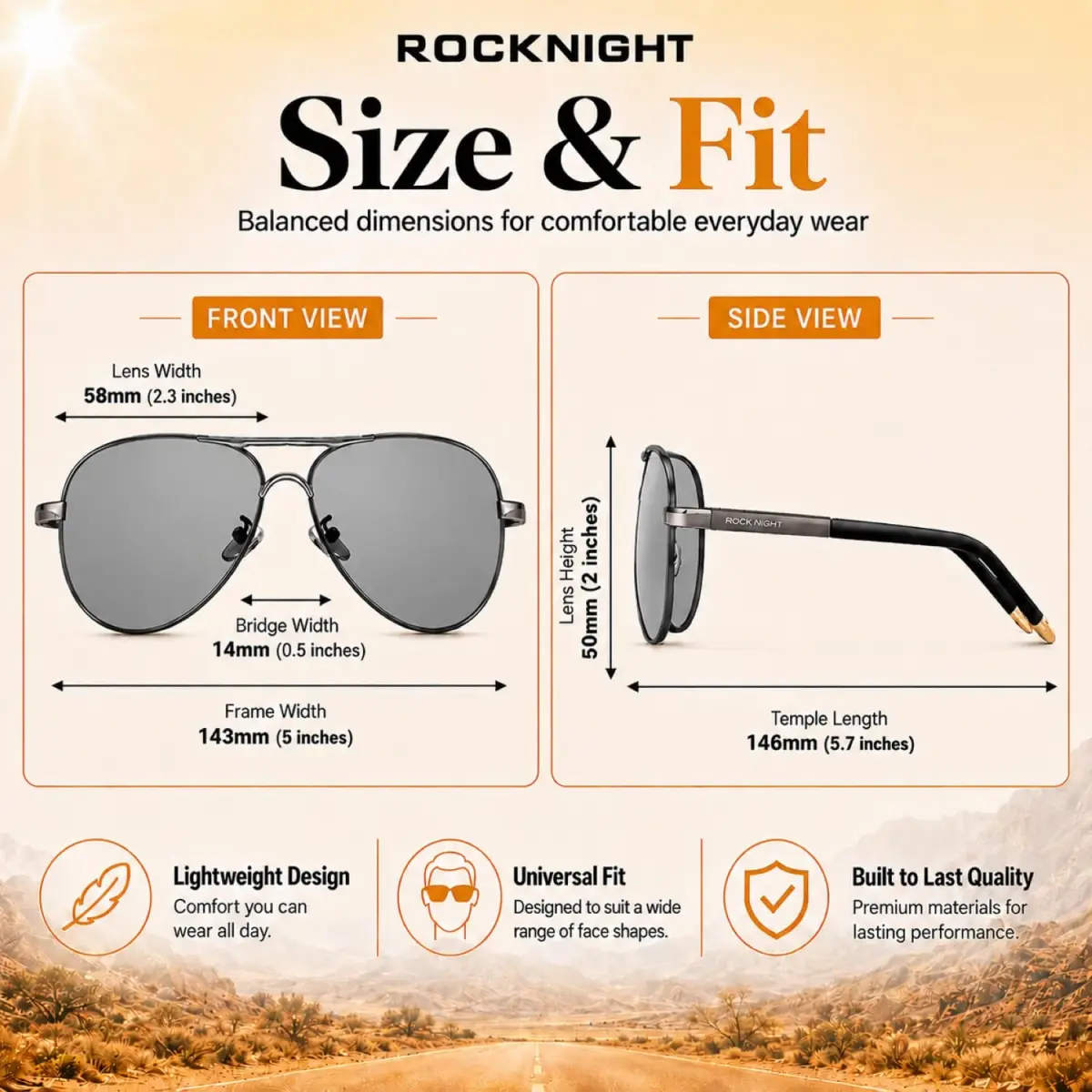 ROCKNIGHT Polarized Aviator Sunglasses Men Women UV400 Metal Frame Driving | Photochromic Lenses - view 5