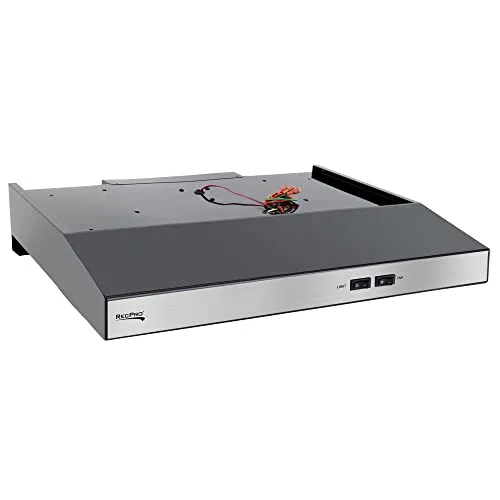RecPro RV Range Hood Stainless Steel, 12V DC Motor with Charcoal Filter & LED Lamp | 60W Energy Efficient | Hard-Wired Installation - main product image