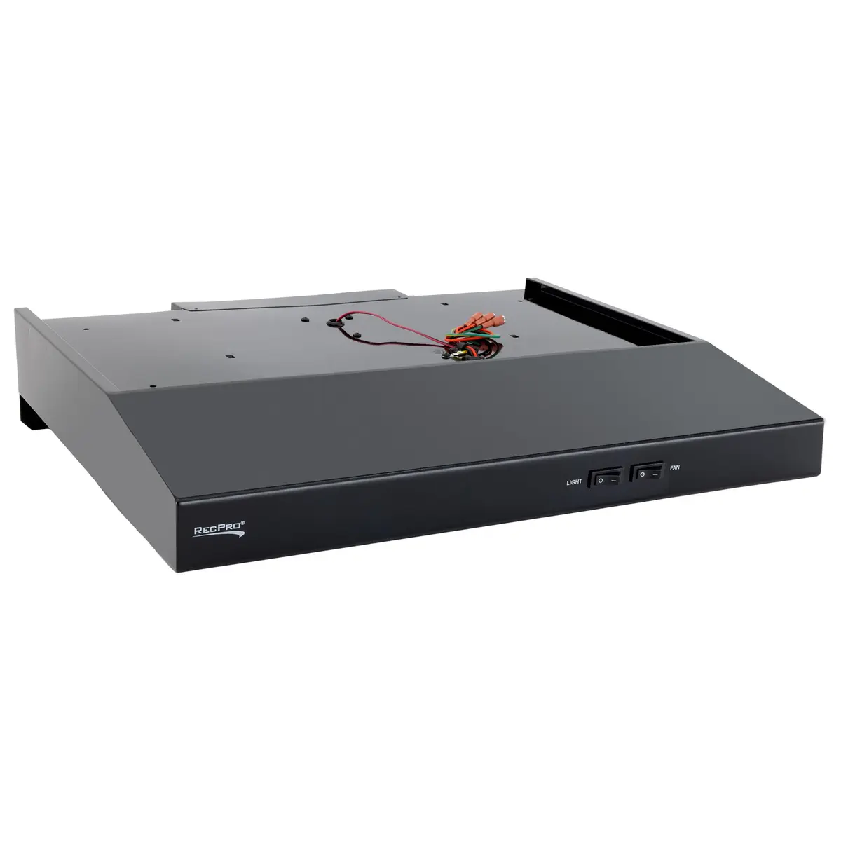 RecPro RV Range Hood Black 52.8cm (22"W x 19"D x 3 1/4"H) | 12V DC Hard-Wired Installation with Charcoal Filter & LED Light - main product image