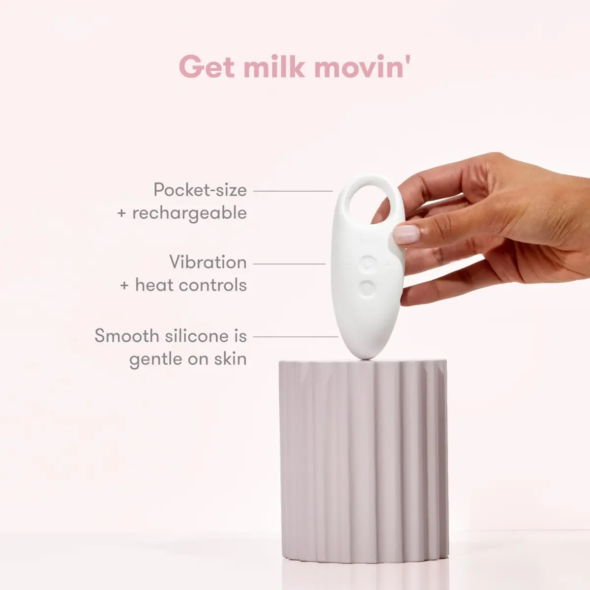 Frida Mom 2-in-1 Lactation Massager White/Pink | Heat & Vibration for Clogged Ducts & Milk Flow - view 3