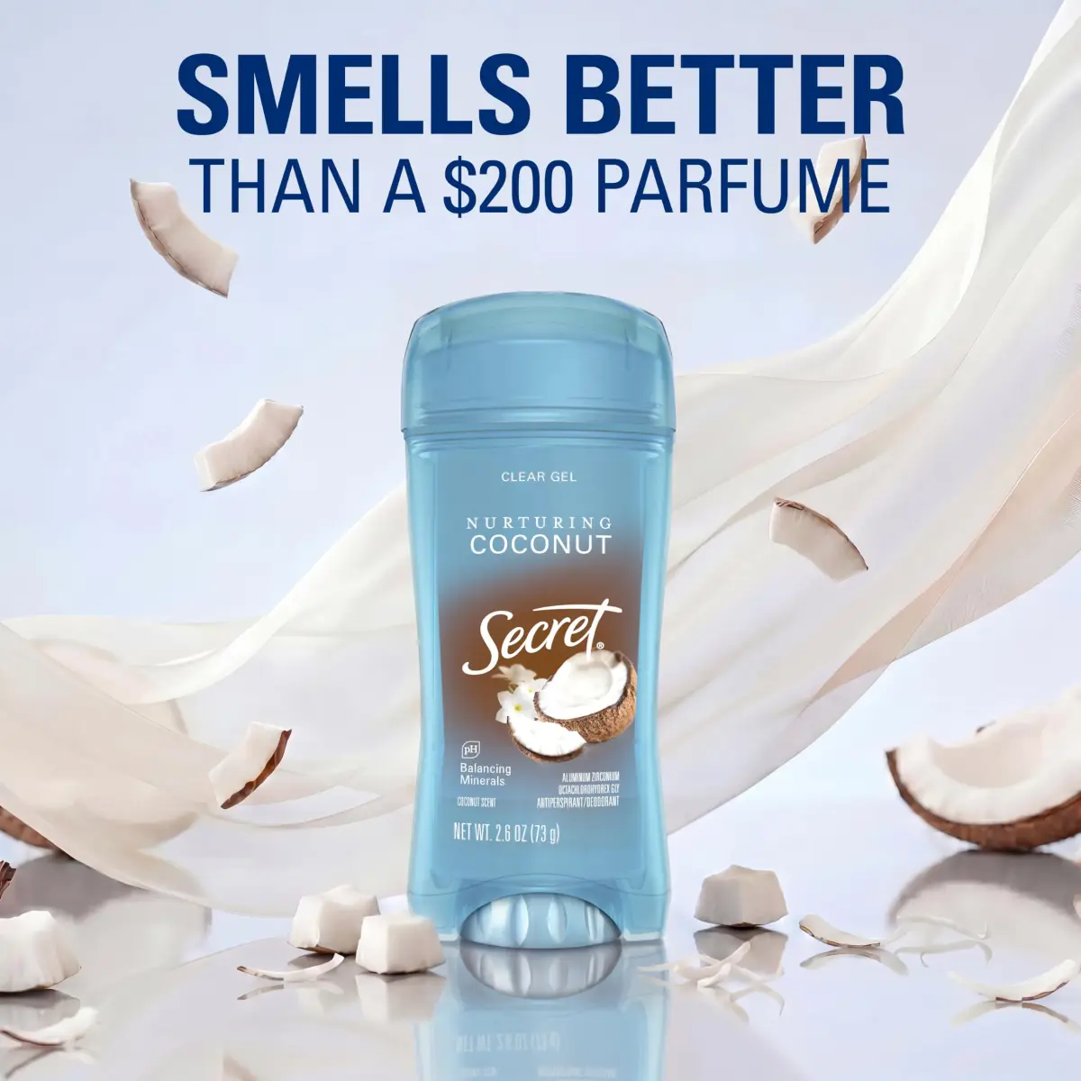 Secret Fresh Coconut Clear Gel Antiperspirant Deodorant for Women, 156g (5.2 oz) Pack of 2 | 72-Hour Breathable Odor Protection - view 5