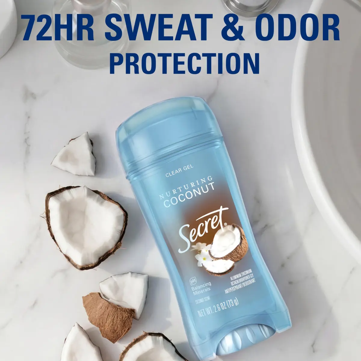 Secret Fresh Coconut Clear Gel Antiperspirant Deodorant for Women, 156g (5.2 oz) Pack of 2 | 72-Hour Breathable Odor Protection - view 3