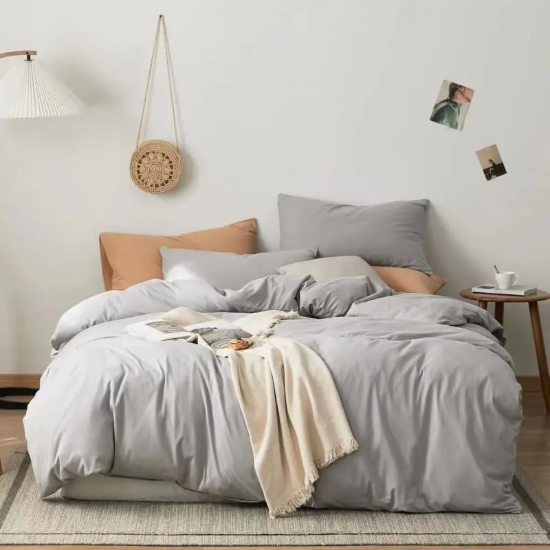 Luxlovery Silver Grey Comforter Set King | Soft Light Grey Bedding for Adults - view 2