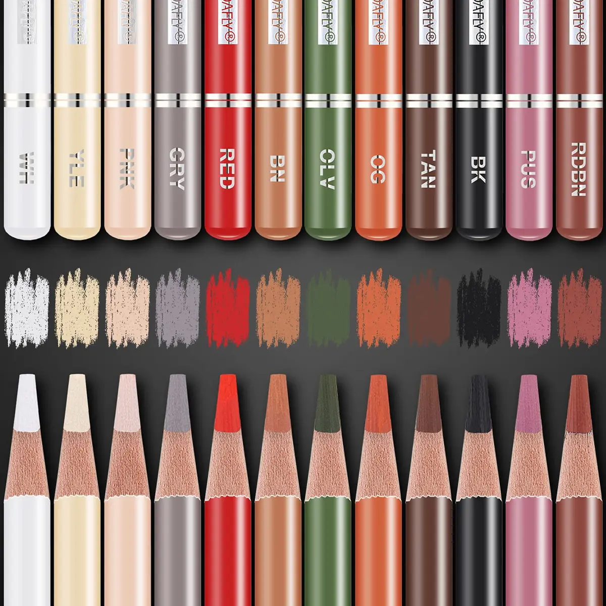 PANDAFLY Professional Colored Charcoal Pencils Drawing Set 12 Colors | Non-Toxic Art Drawing Pencils - view 3