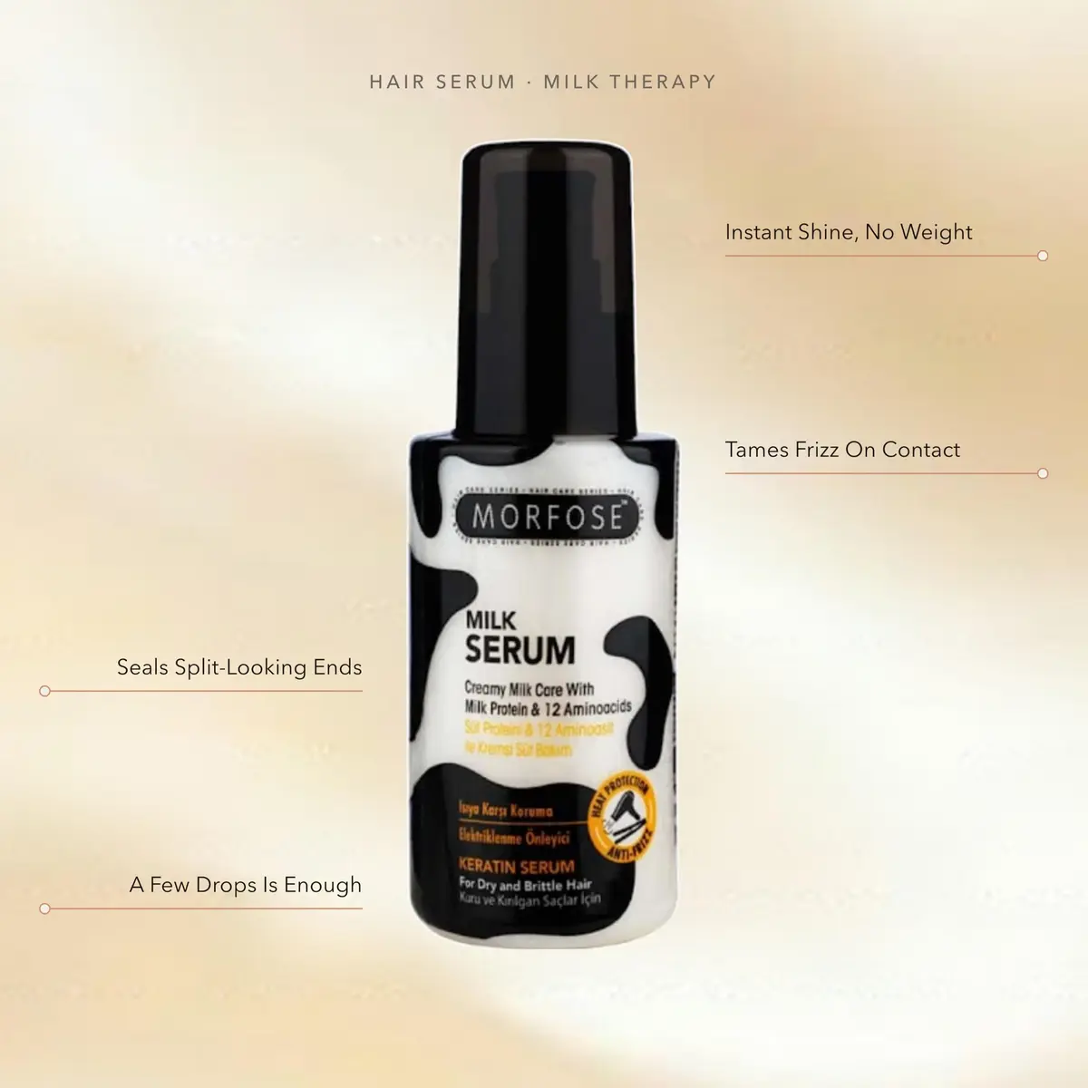 Morfose Milk Therapy Serum, 100 ml | Nourishes & Protects Hair, Repairs Split Ends, Silky Shine, All Hair Types - view 2