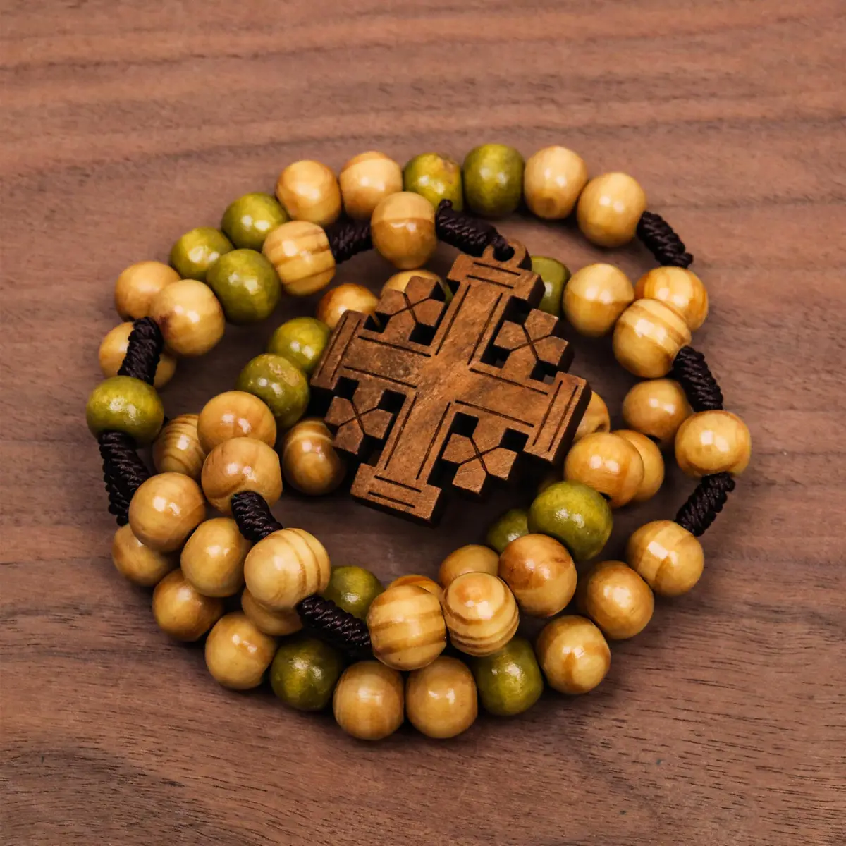 Nazareth Store Olive Wood Prayer Rosary 11" | Durable Wooden Chaplet for Devotion - view 5