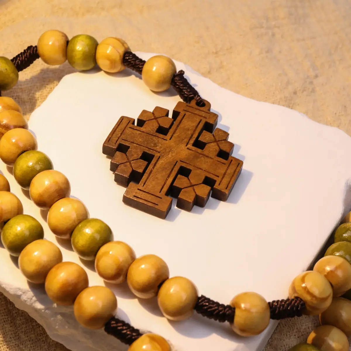 Nazareth Store Olive Wood Prayer Rosary 11" | Durable Wooden Chaplet for Devotion - view 8