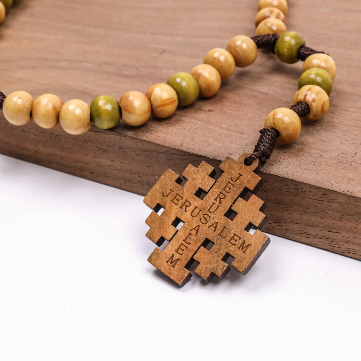 Nazareth Store Olive Wood Prayer Rosary 11" | Durable Wooden Chaplet for Devotion - view 3