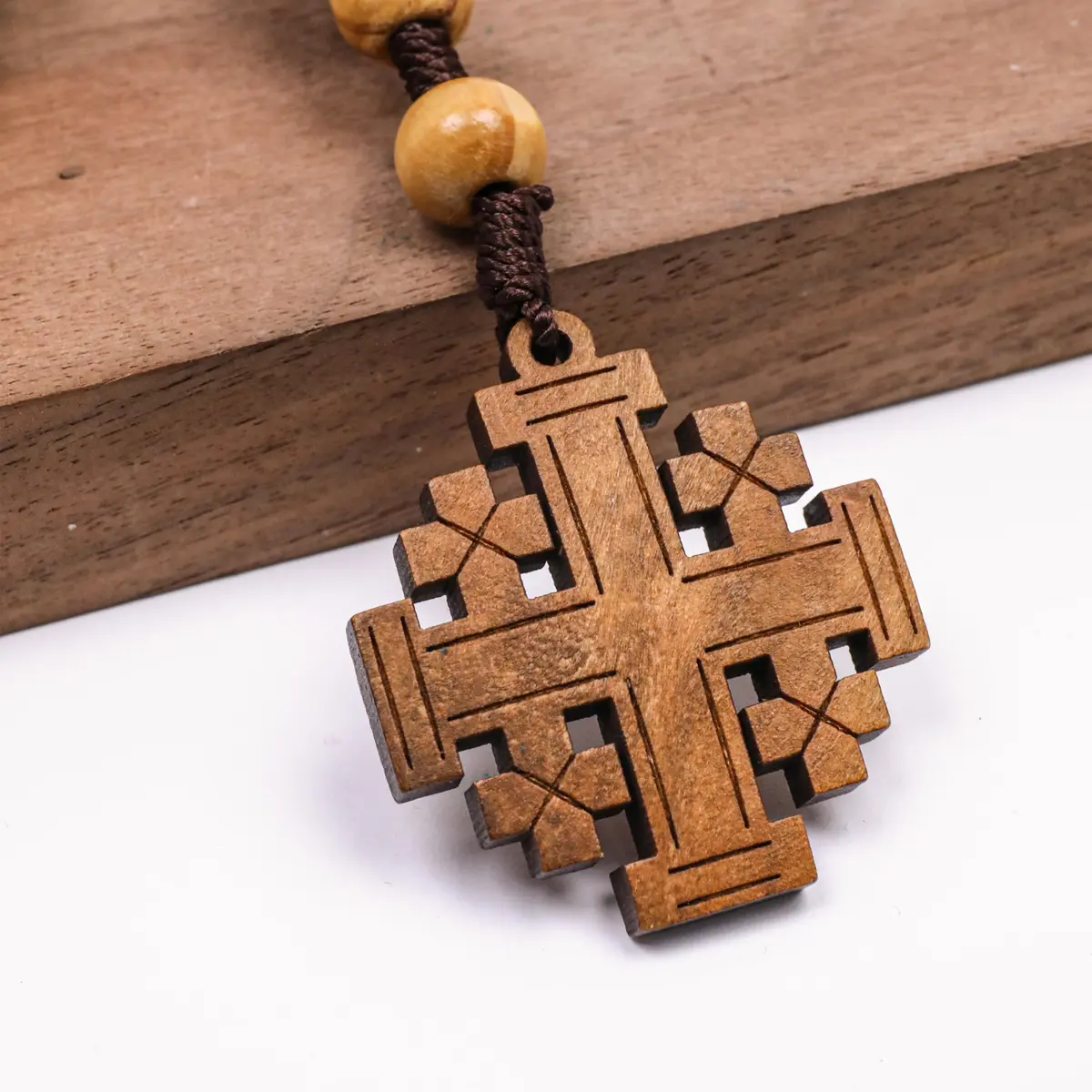 Nazareth Store Olive Wood Prayer Rosary 11" | Durable Wooden Chaplet for Devotion - view 4